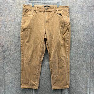 FYRE Pants Mens 36 Khaki Chino Flat Front Cotton Trouser Beige Casual Canvas